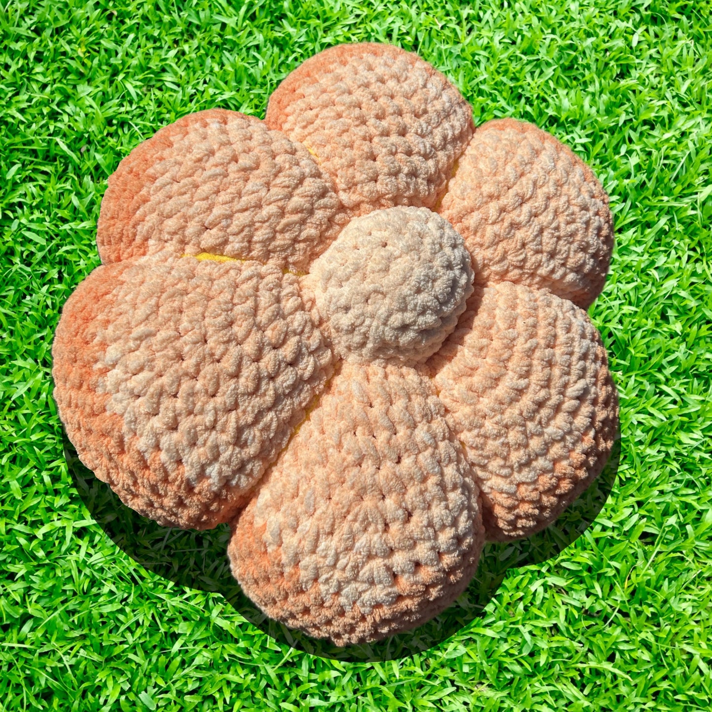 Creamsicle Carnation Crocheted Flower Throw Pillow