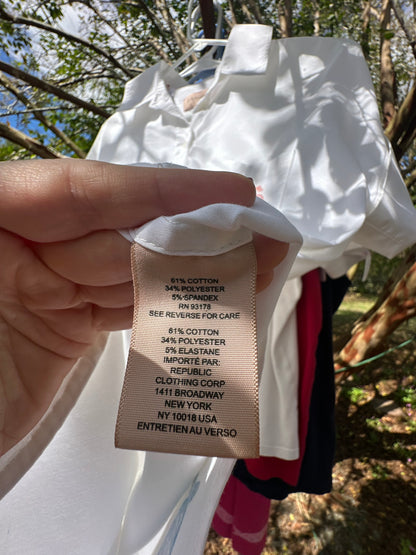 White Button Up Fishy Cabana Shirt